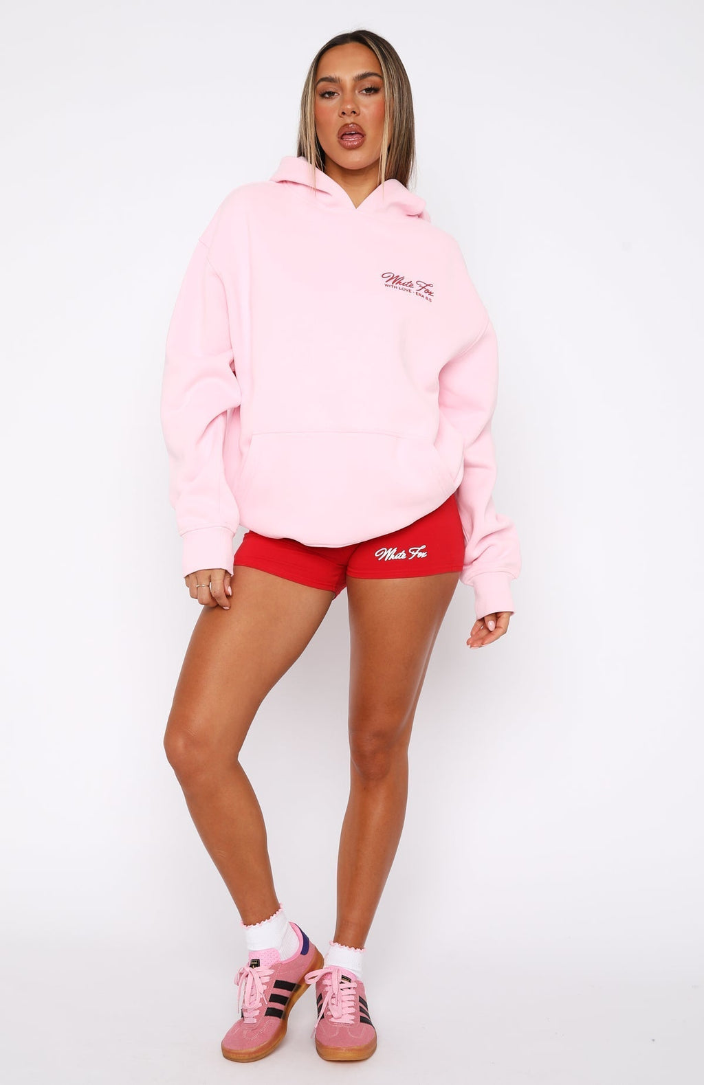 With Love & Kisses Oversized Hoodie Baby Pink