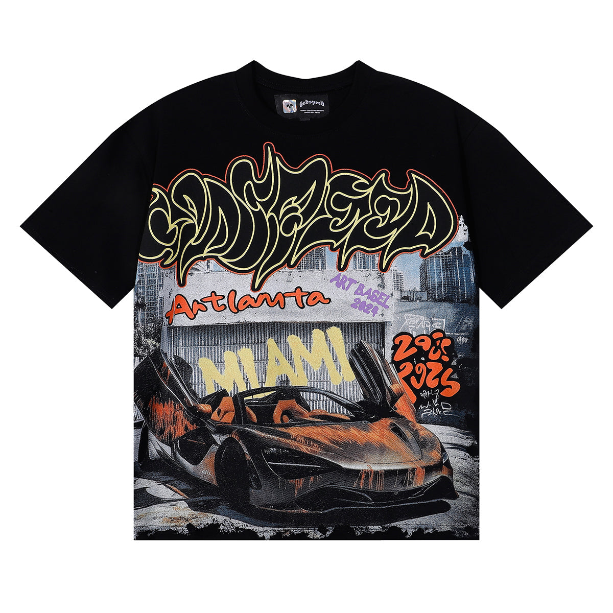 Godspeed T-shirts Atlanta Supercar Printed Cotton Casual Short Sleeve Men and Women