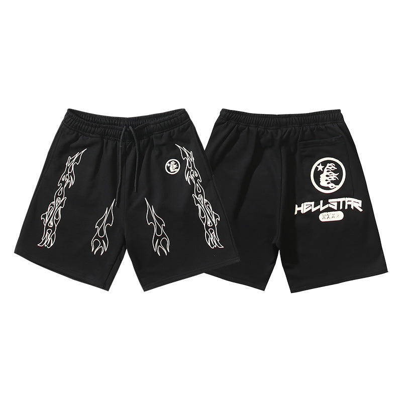 Hellstar Shorts Flame Print Casual Shorts