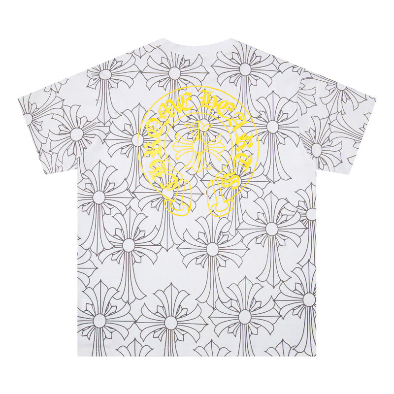 CHH Chrome Heart T Shirts Croatian Horseshoe Full Cross Sanskrit Short Sleeve